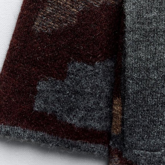 ZARA Oversized Jacquard Long Knit Coat(Multicolor, US S, M, L/EUR S, M, L) - Picture 7 of 11